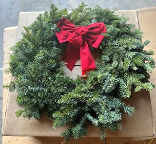 Wreath Noble Fir / With Red Bow (Fresh Cut)