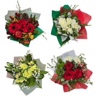 Traditional Petite Christmas Bouquet – Wholesale Roses & Festive Mixed Flowers | Farm Direct