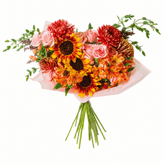 Amber Fall Bouquet – Wholesale Sunflower & Peach Rose Harvest Bouquets | Farm Direct