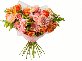 Mango Muse Fall Bouquet – Wholesale Orange Spray Rose & Peach Cremon Bouquets | Farm Direct