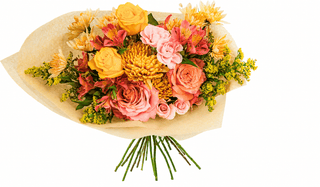 Petal Sour Fall Bouquet – Wholesale Yellow Rose & Bicolor Orange Rose Bouquets | Farm Direct
