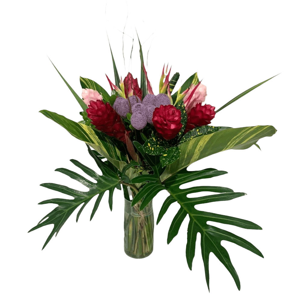 Purplish Large Tropical Round Bouquet By Magic Flowers