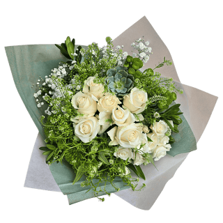 Supreme Christmas Bouquet - Design 1 - White Roses & Succulent - original Christmas bouquet photograph