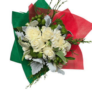 Traditional Petite Christmas Bouquet - Design 2 - White & Silver - original Christmas bouquet photograph