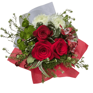 Traditional Petite Christmas Bouquet - Design 4 - Red Roses - original Christmas bouquet photograph