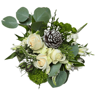 Wild Flora Petite Christmas Bouquet - Design 1 - White & Pinecone - original Christmas bouquet photograph