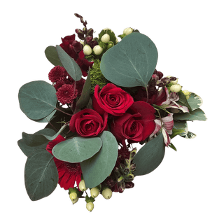 Wild Flora Petite Christmas Bouquet - Design 4 - Red & Eucalyptus - original Christmas bouquet photograph
