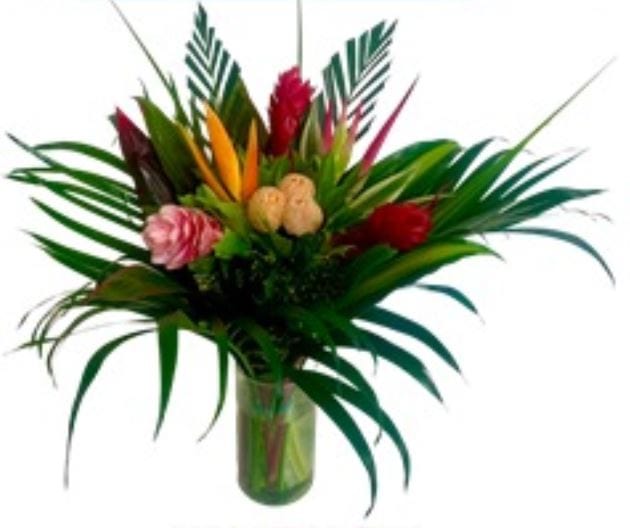 Lua Yellow Medium Tropical Round Bouquet By Magic Flowers