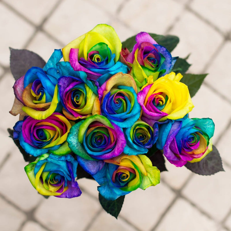 Buy Online High quality and Fresh Tinted Rainbow Roses - Greenchoice Flowers