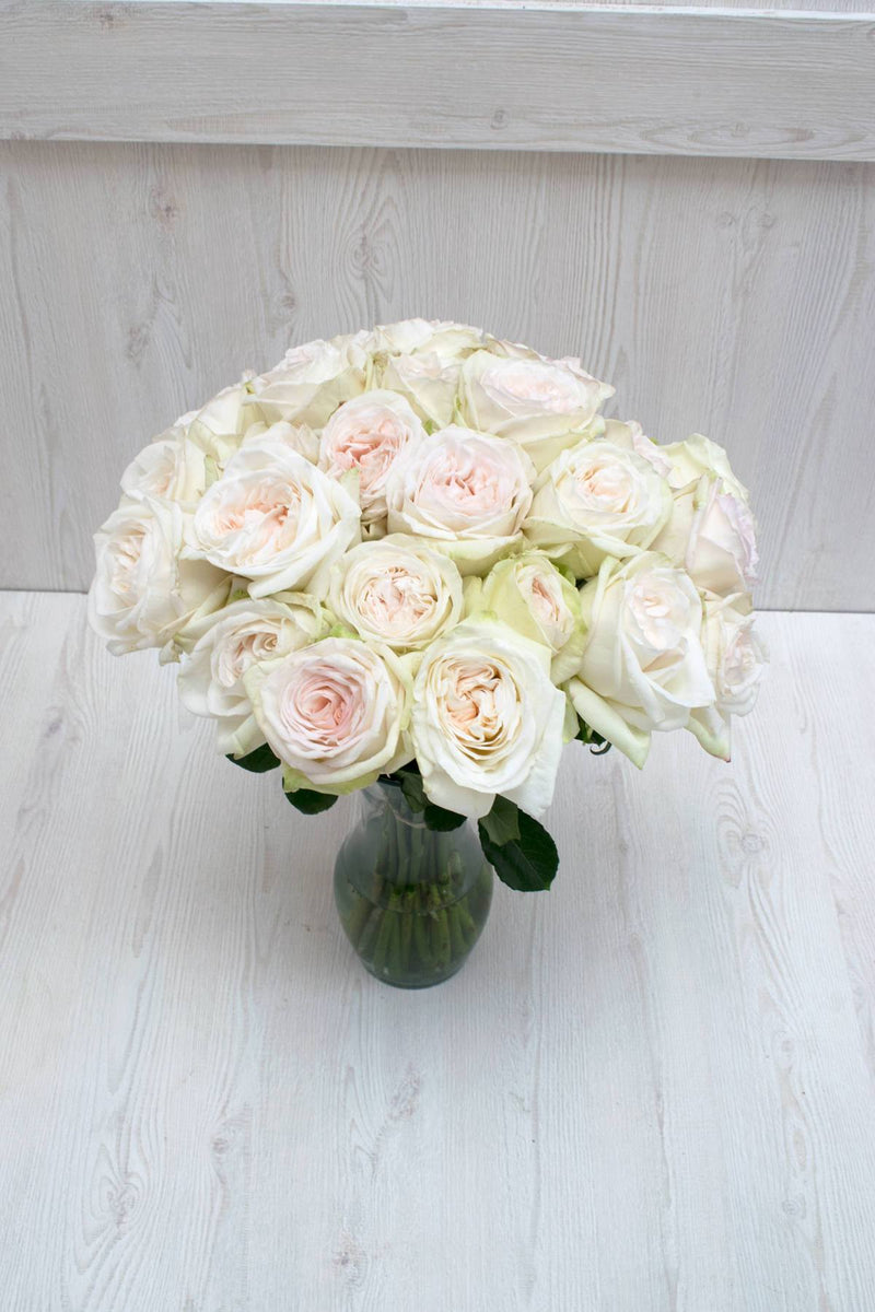 A Garden Bouquet with White O'Hara Roses And Beautiful Peach Juliet Roses -  Celebrated Nest